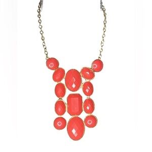 Statement Necklace l Orange Chunky Necklace l Goldtone fashion necklace #158